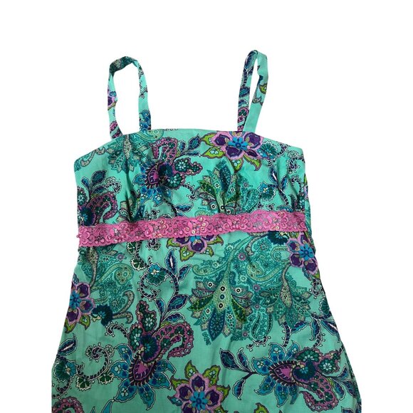 Xhilaration Blue, Purple Mini Dress Floral Paisley Pattern Women's Size S Vintag - Picture 3 of 4